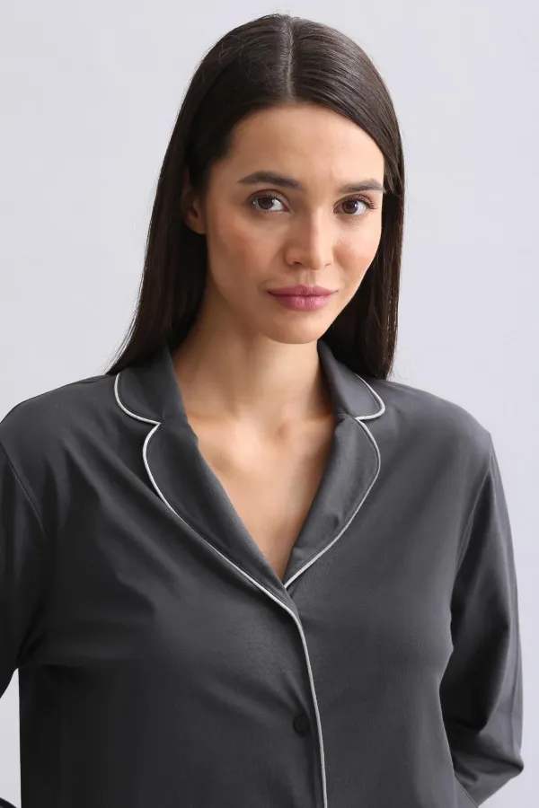 Mısırlı Kadın %100 Pamuk Pijama Takımı Siyah