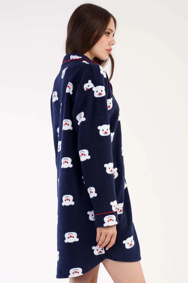 Kadın Polar Uzun Kollu Elbise Lacivert