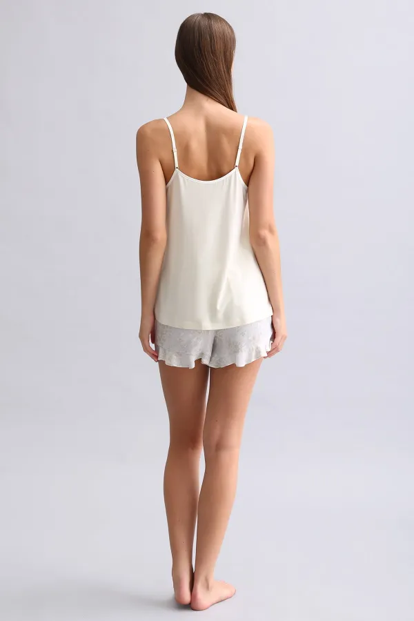 Mısırlı Kadın Saten Mini Şort Gri