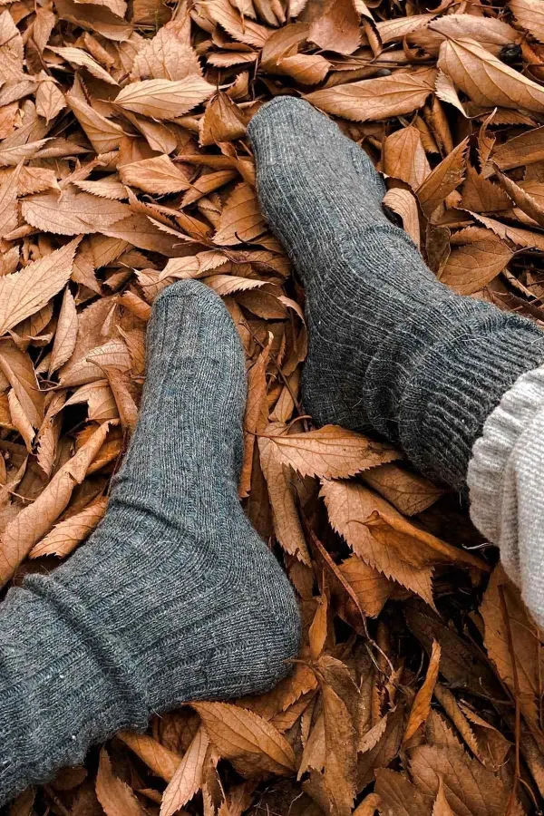 Mısırlı Men's Alpaca Wool 2 Pairs Ankle Socks Grey/Anthracite