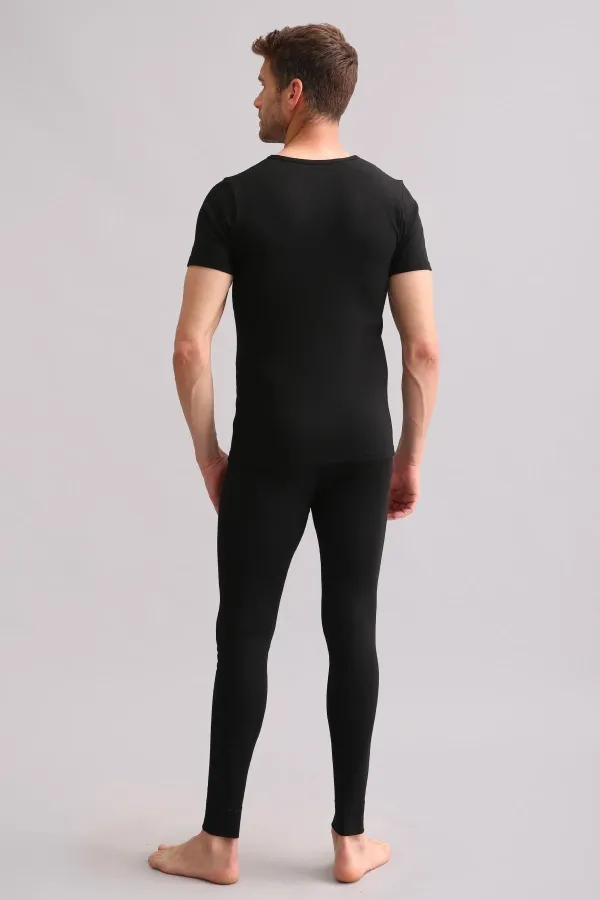 Mısırlı BAMBU TERMAL V Yaka Fanila / T-Shirt Siyah