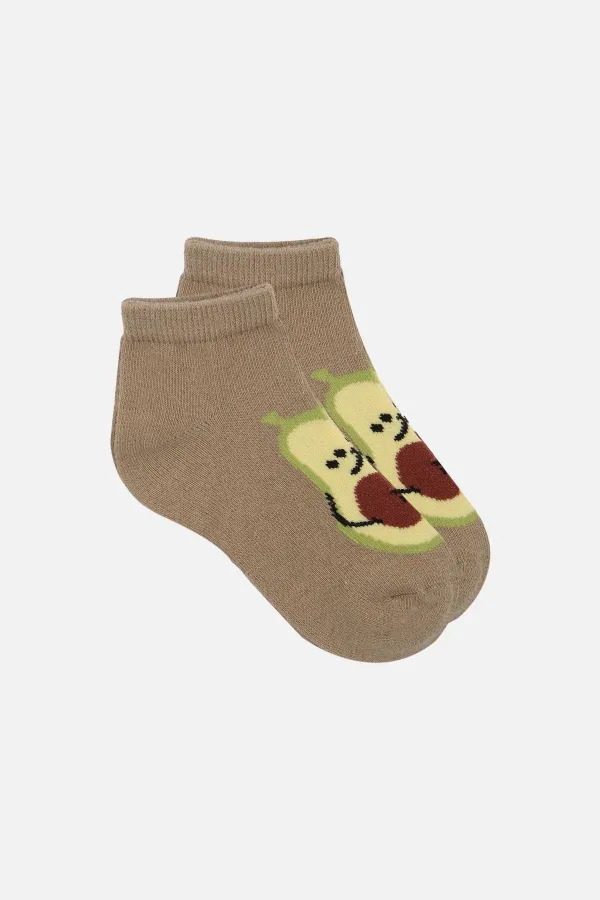 Chaussettes courtes unisexes en coton égyptien, 3 paires, motif avocat, pour enfants