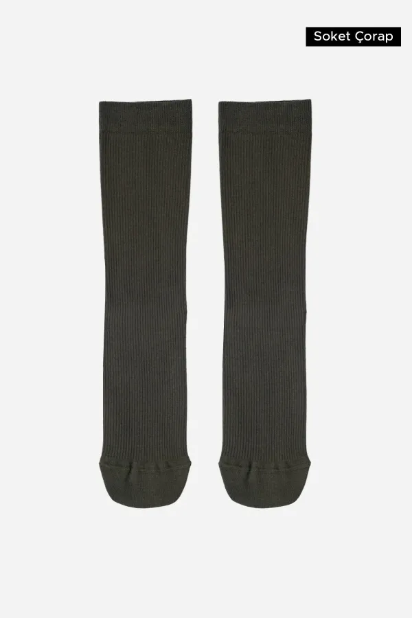 Egyptian Unisex Bamboo Flight and Pilot Socks with Special Tightening Technology, Dark Khaki