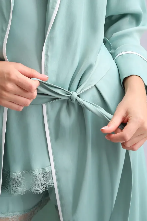 Mısırlı Women's Bamboo Robe, Light Green