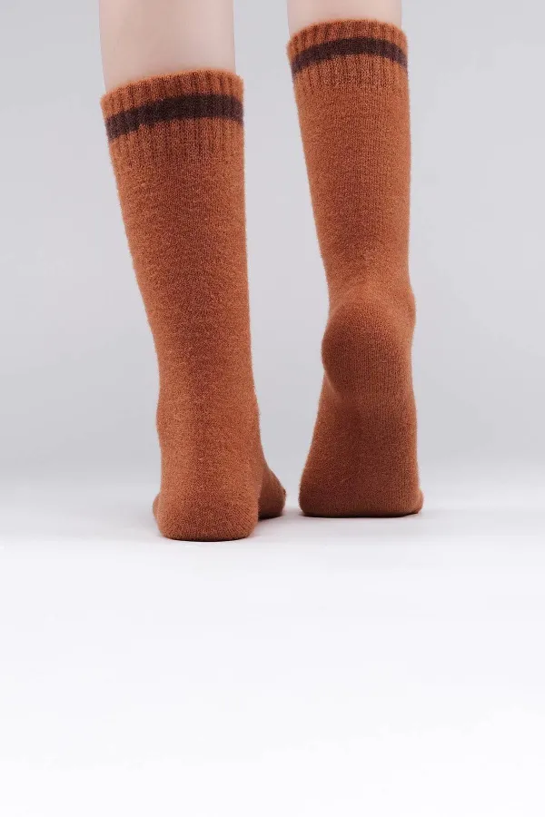 Mısırlı Kadın Soft Peluş Termal Tekli Soket Çorap Kiremit