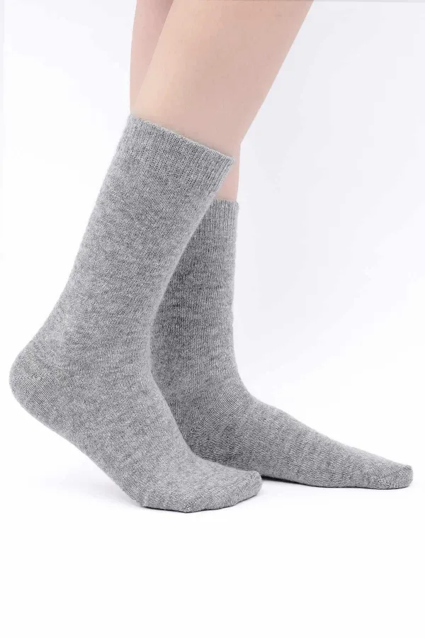 Chaussettes égyptiennes en laine de mouton, maille simple, gris clair