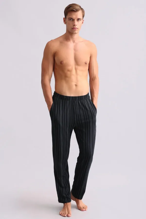 Pantalon droit en bambou noir pour homme, style égyptien