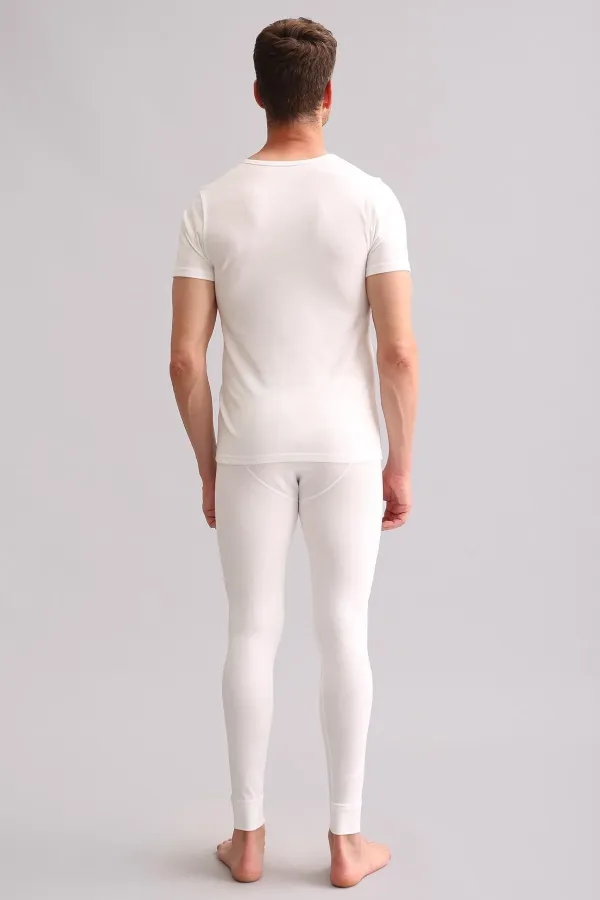 Mısırlı BAMBU TERMAL Bisiklet Yaka Fanila / T-Shirt Ekru