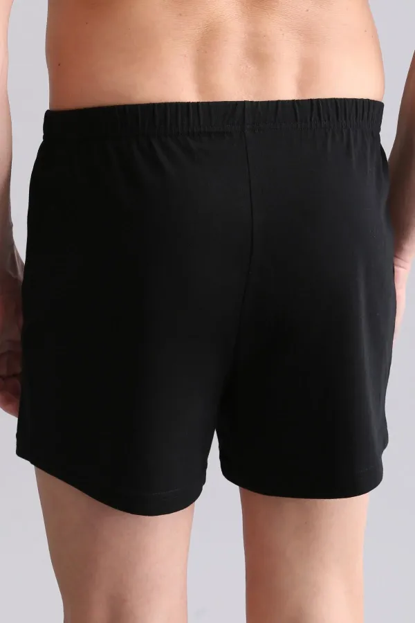 Mısırlı ORGANIC Pamuklu Relaks Loose Fit Düğmeli Ekstra Bol Kesim Uzun Paçalı Boxer Şort Siyah