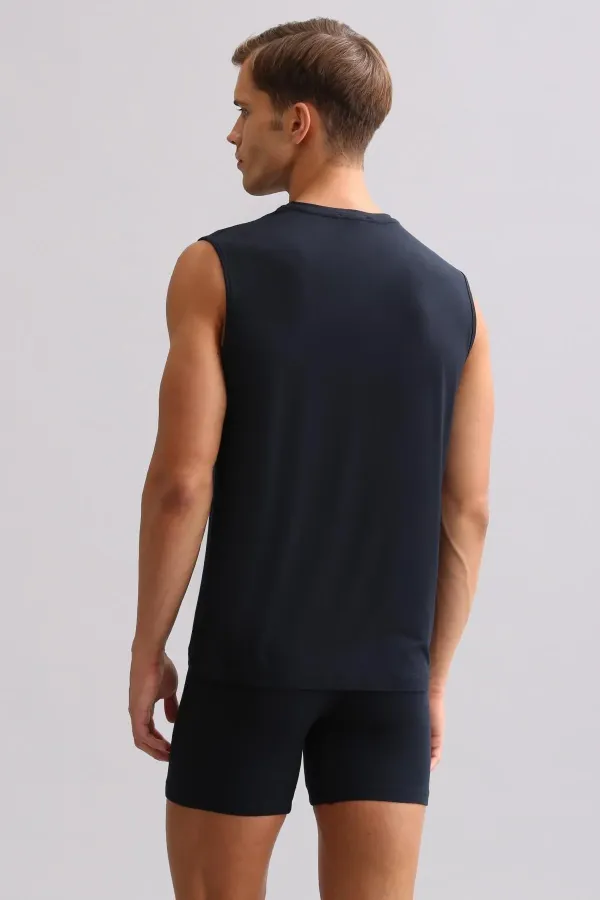 Mısırlı ORGANIC Pamuklu ZEUS LUXURY Regular Fit V Yaka Sporcu Atlet / T-Shirt Lacivert