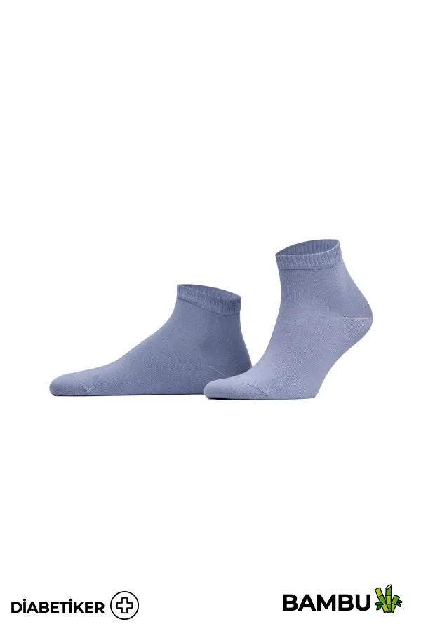 Unisex Bambu Diyabetik Sneaker Çorap Gece Mavisi
