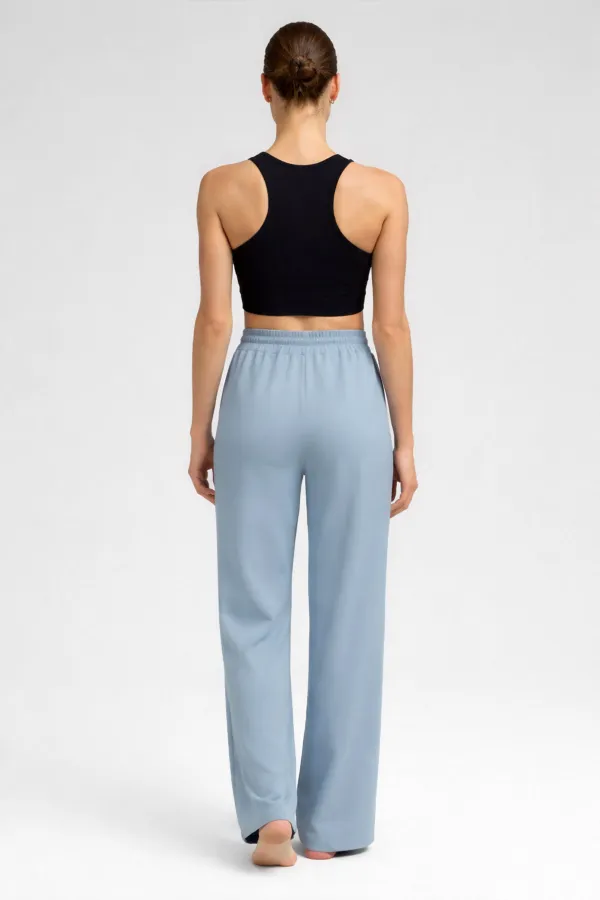 Mısırlı Kadın Modal Önü Dikişli Düz Paça Pantolon Mavi