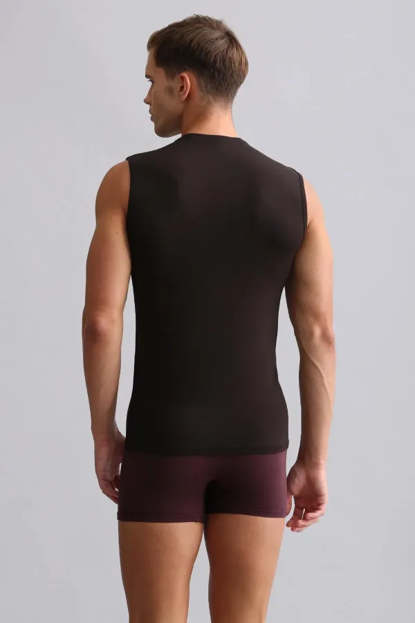 Mısırlı Modal By TENCEL HERCULES Slim Fit V-Neck Athletic Tank Top/T-Shirt Brown