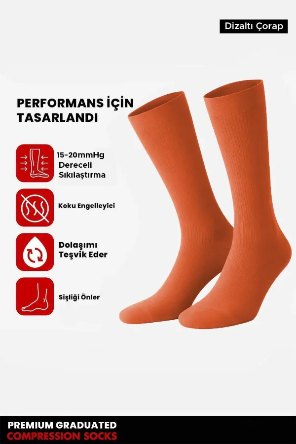 Chaussettes hautes unisexes en coton biologique égyptien, style aviateur, avec technologie de serrage spéciale, rouge rouille