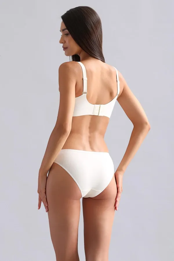 Mısırlı Modal By TENCEL HERA İnce Lastikli 3'Lü Brazillian Külot Ekru