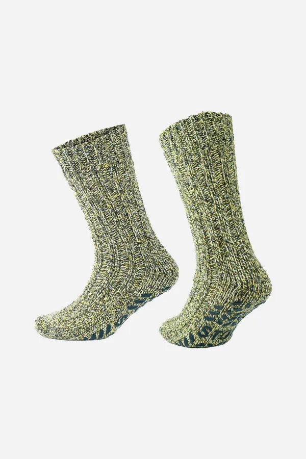 Chaussettes d'hiver jaunes en laine mérinos pour femmes égyptiennes, coupe-froid, semelle antidérapante.