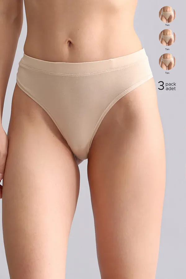 Mısırlı Modal By TENCEL HERA Gizli Lastikli 3'Lü Tanga Ten Rengi