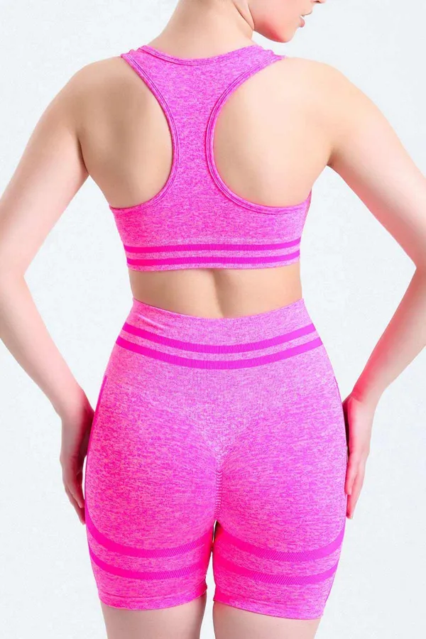 Mısırlı Kadın Kalça Toparlayıcı Çemberli Bralet-Şort Tayt Takımı Fuşya