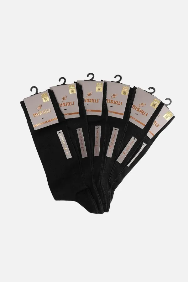 Mısırlı Erkek Merserize Kutulu 6 Çift Uzun Çorap Siyah