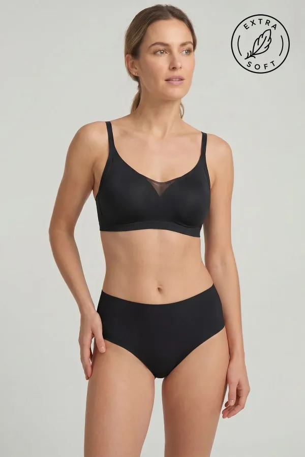 Egyptian Laser Cut High Waist Thong Black