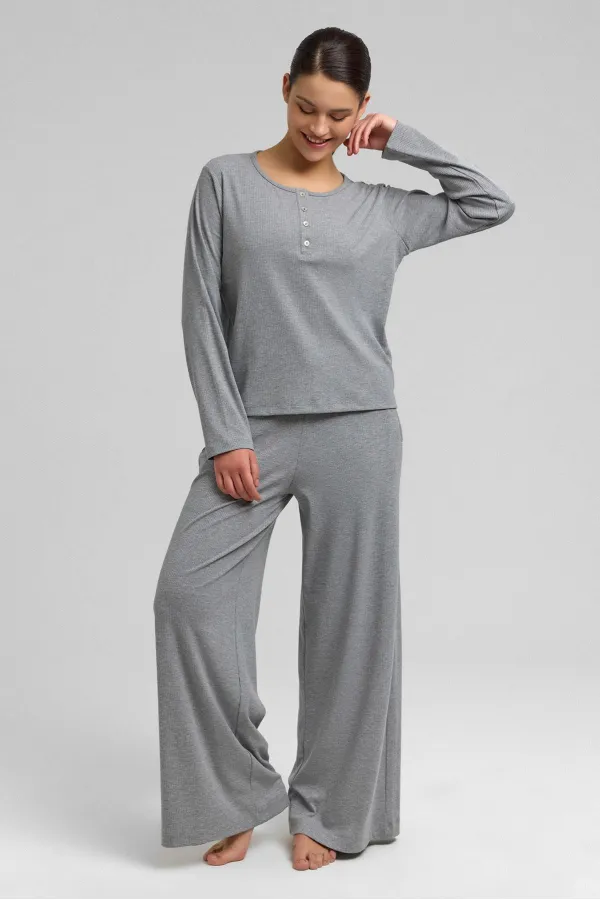 Women's Corset Long-Sleeve Sweatshirt Grey Melange