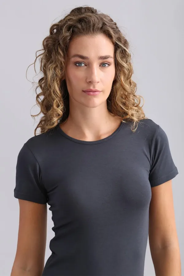 Débardeur/T-shirt à col rond vert en modal égyptien TENCEL VICTORIA