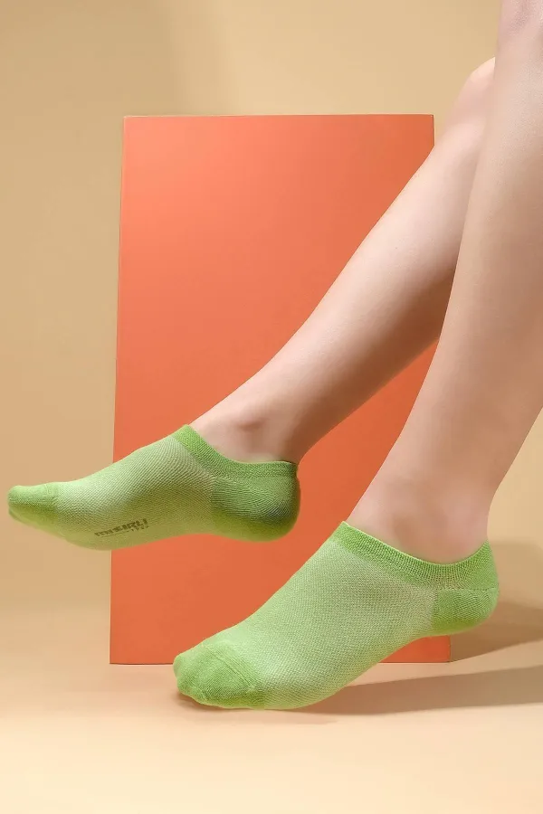 Chaussettes invisibles d'été en coton égyptien pour femmes, vertes