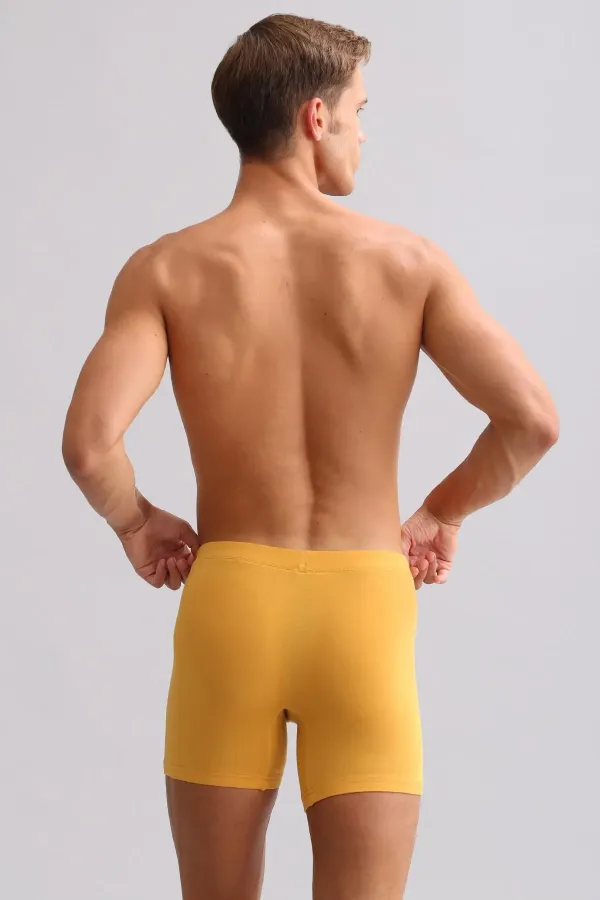 Mısırlı ORGANIC Pamuklu ZEUS LUXURY Regular Fit Metal Armalı Long Boxer Hardal