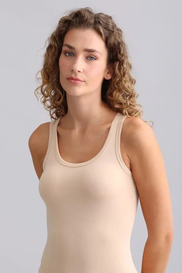 Mısırlı Modal By TENCEL SALLIE Kalın Askılı Atlet / T-Shirt Ten