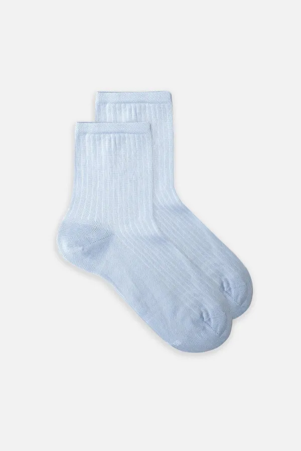 Mısırlı Kadın Merserize Tekli Soket Çorap Açık Mavi
