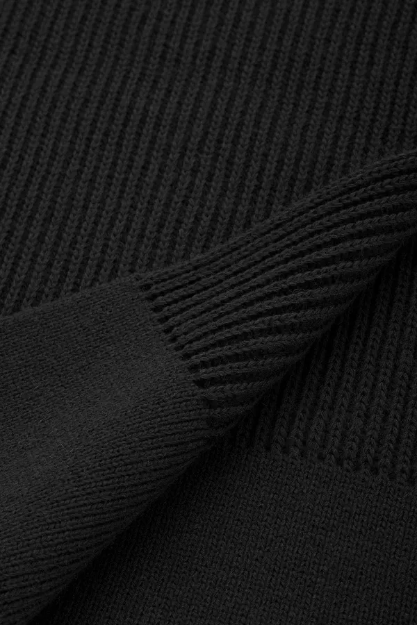 Ensemble écharpe et bonnet unisexe en laine égyptienne - Roseluis Noir