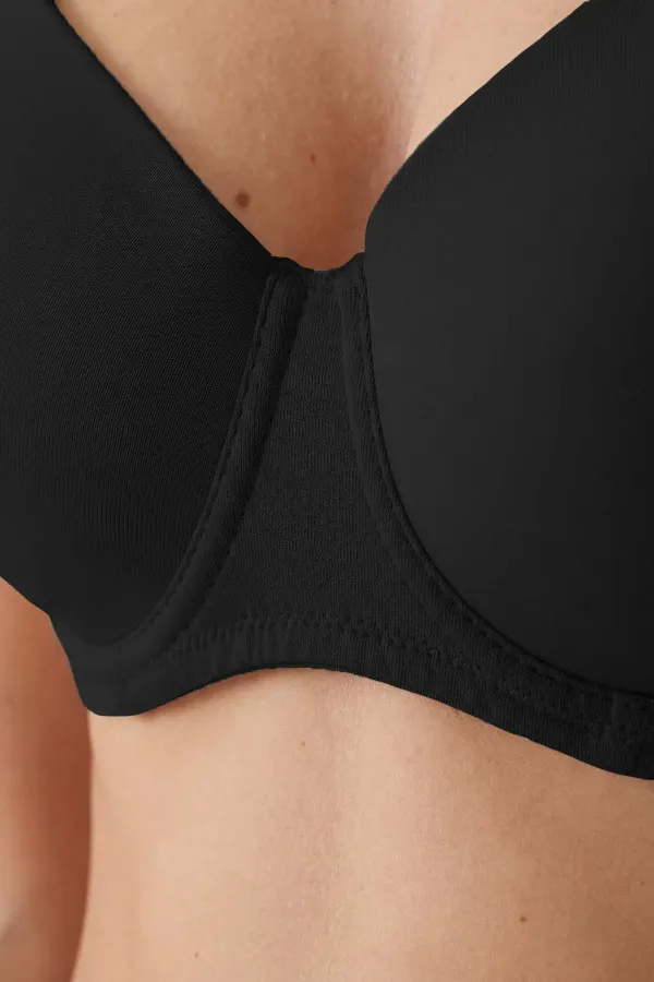 Egyptian Women's 2-Piece Economical Pack Non-Padded Shaping Micro Bra Set, D Cup Option, Black and White