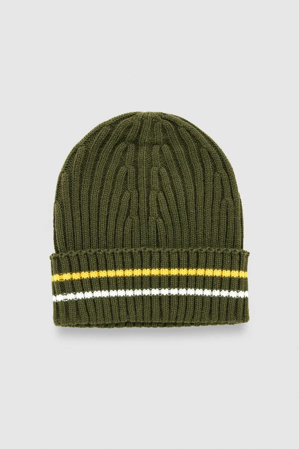 Bonnet rayé égyptien pour homme - Vert kaki Jess