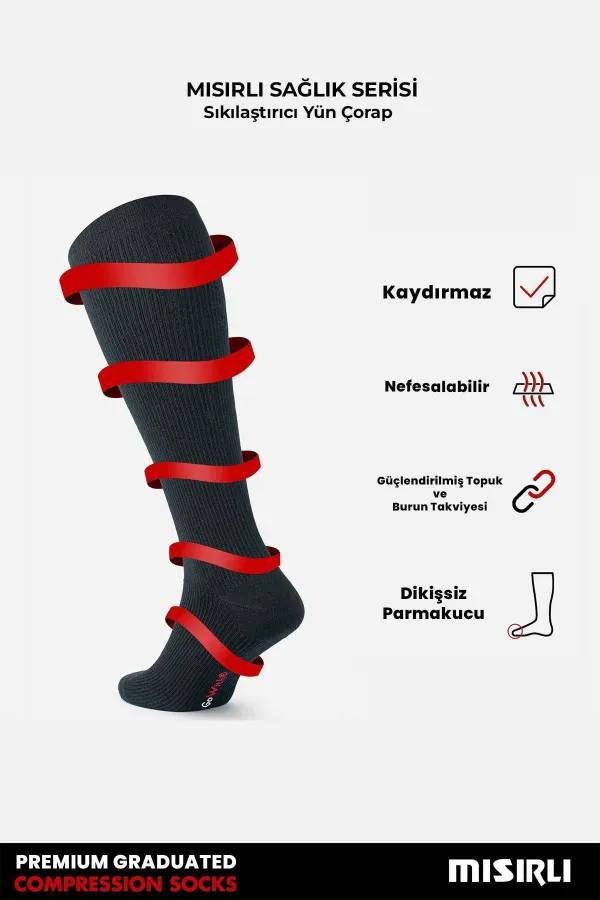 Unisex Organik Pamuklu Özel Sıkılaştırıcı Teknolojiyle  Pilot Çorabı Siyah