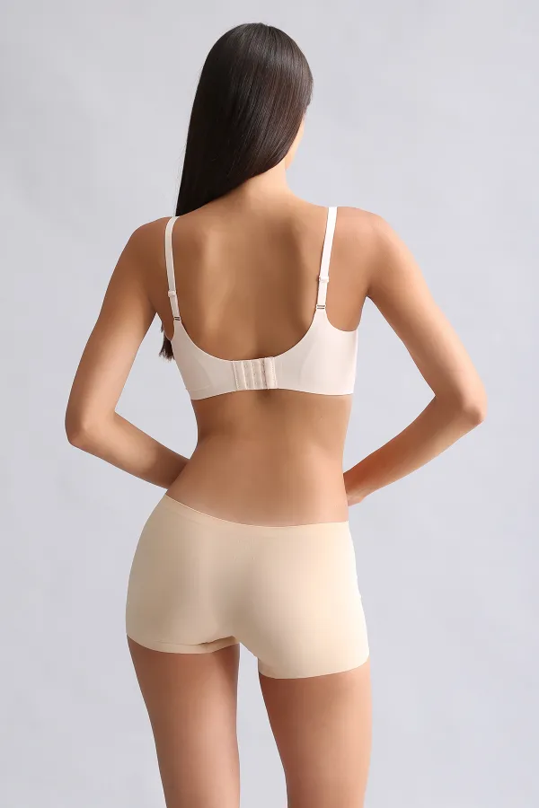 Mısırlı Lazer Kesim Yüksek Bel Görünmez Şort Külot Ten