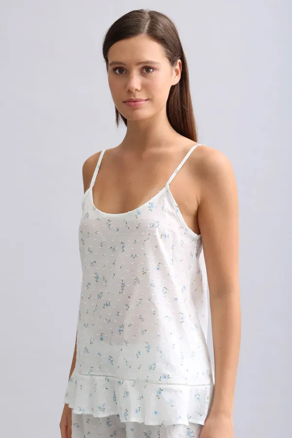 Débardeur blanc à fines bretelles en voile pour femme égyptienne