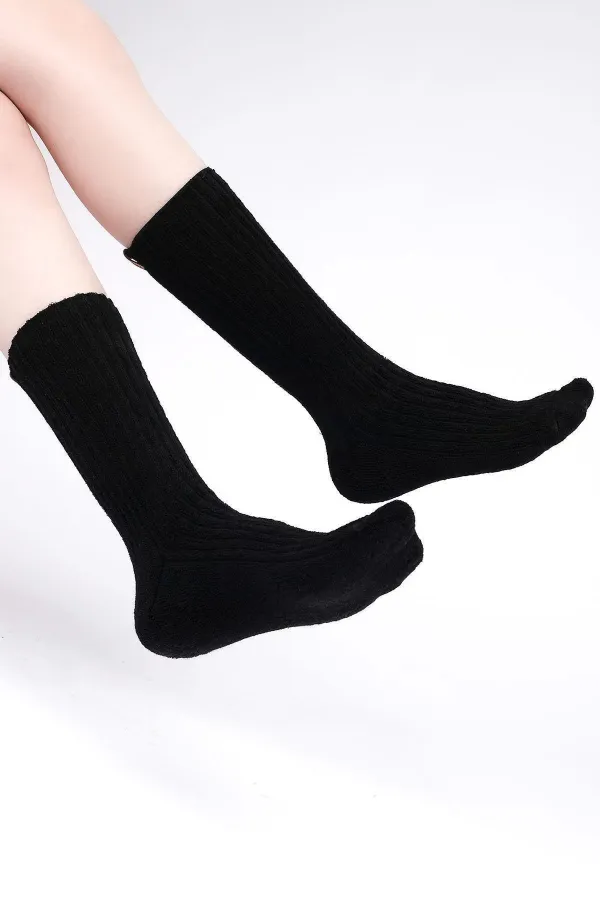 Mısırlı Women's Cotton Terry Single Sock Black