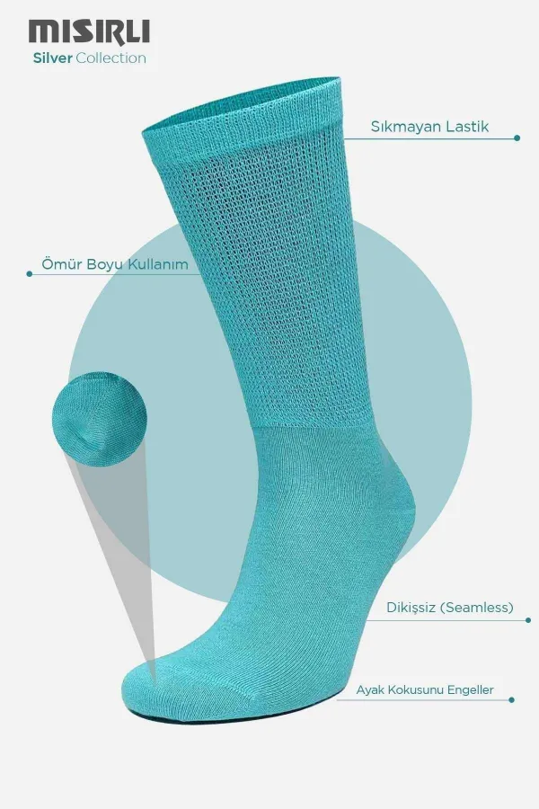 Mısırlı Kadın %10 GÜMÜŞ Madeni İçerikli Soket Çorap Mavi