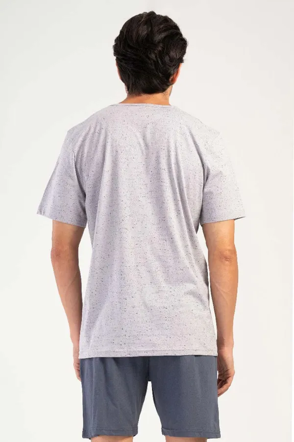 Mısırlı Erkek Pamuklu Kısa Kol Şort Pijama Takımı Gri