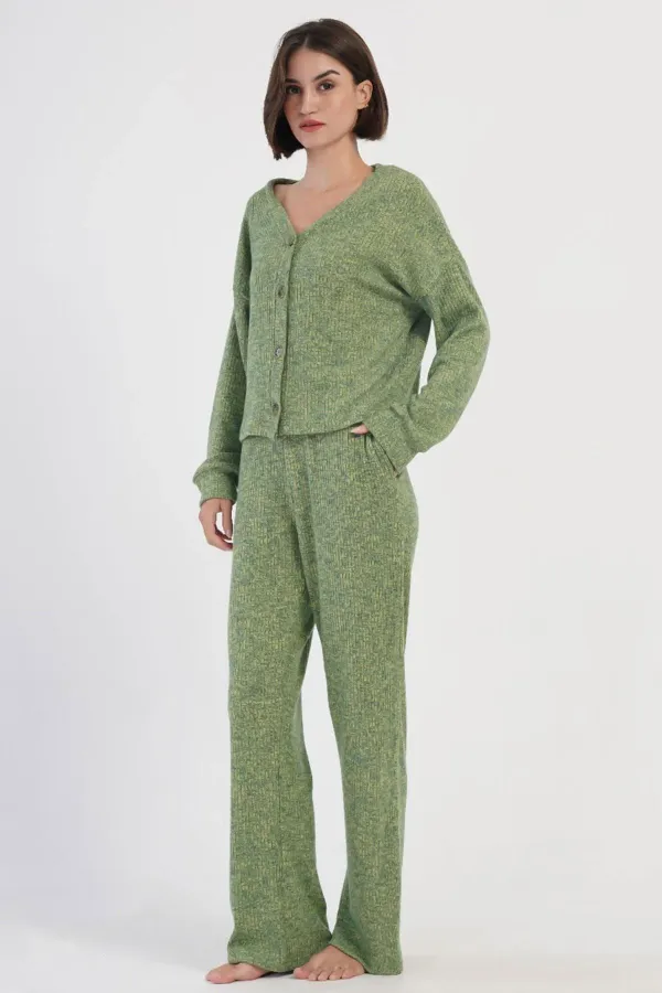 Mısırlı Kadın Kaşkorse Düğmeli Takım Yeşil