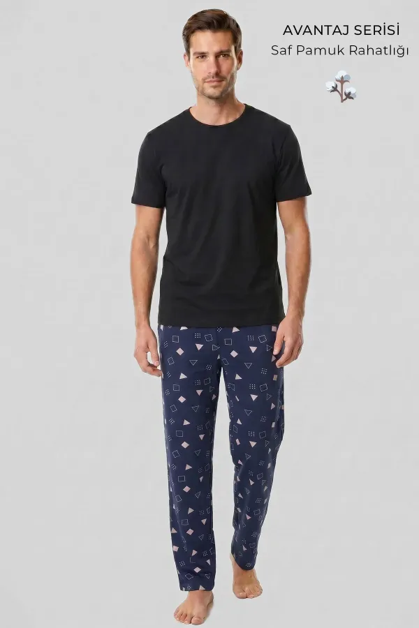 Mısırlı Erkek Geometrik Desen Alt Pijama Lacivert Mısırlı Erkek Geometrik Desen Alt Pijama Lacivert