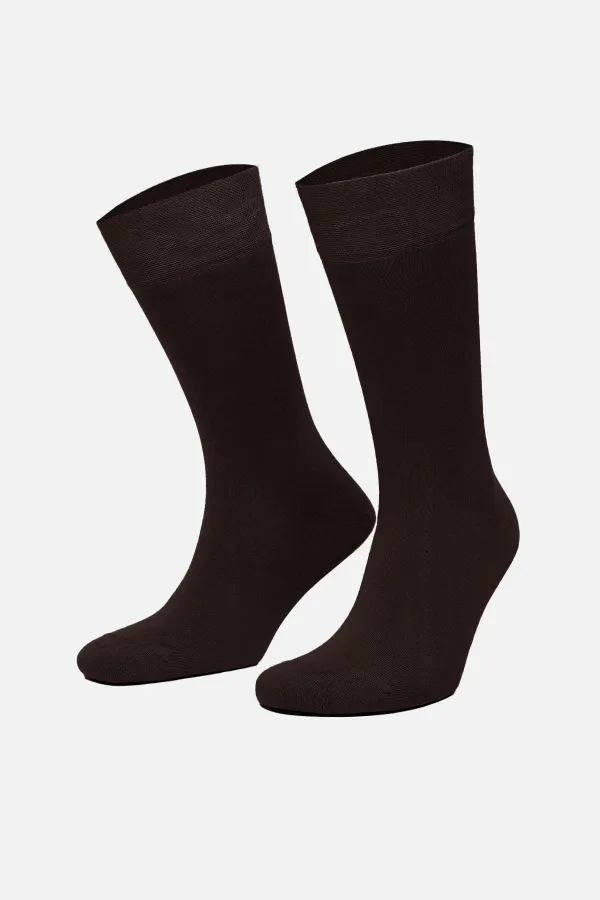 Mısırlı Erkek Organik Pamuklu Tekli Soket Çorap Kahverengi