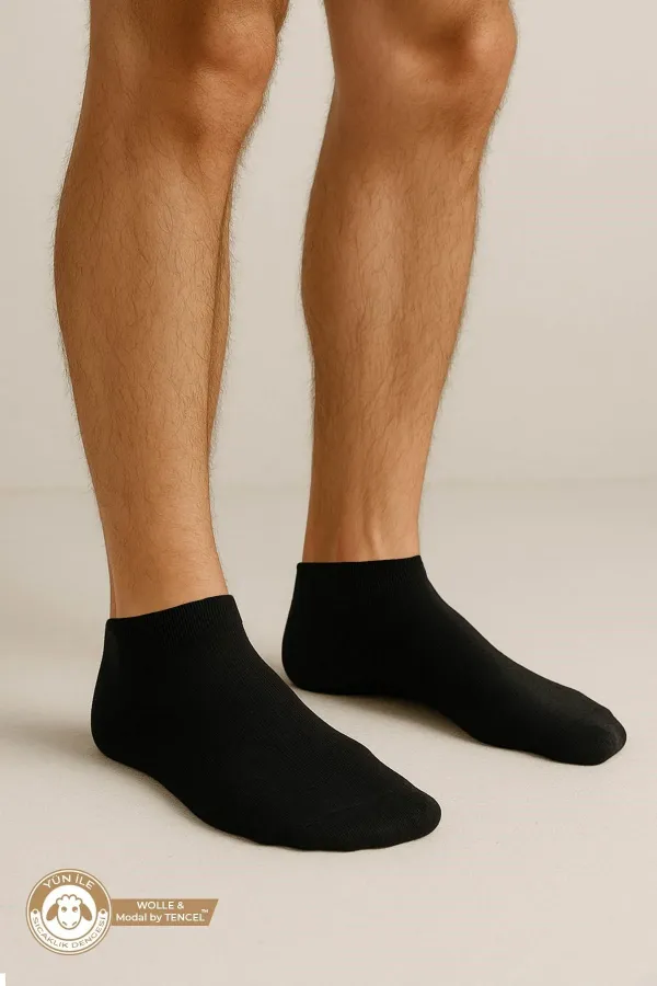Egyptian Unisex Modal By Tencel & Wool Blend 6 Pairs Ankle Socks Black