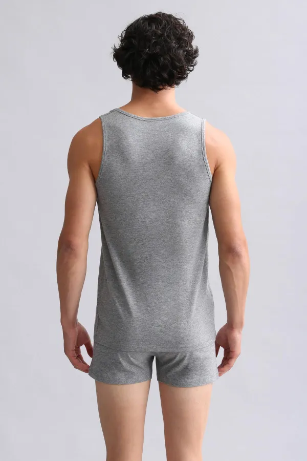 Mısırlı Modal By TENCEL HERCULES Slim Fit Basic Tank Top Grey Melange