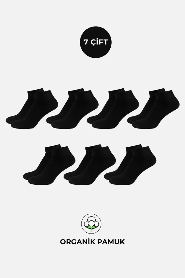 Coffret de 7 paires de chaussettes courtes pour homme en coton biologique, noires