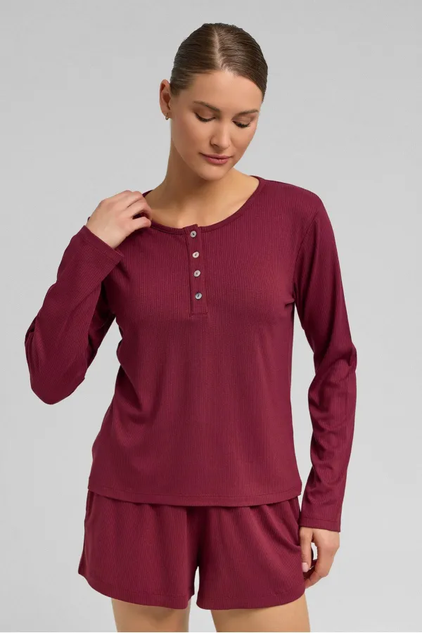 Women's Corset Long-Sleeve Sweatshirt Burgundy