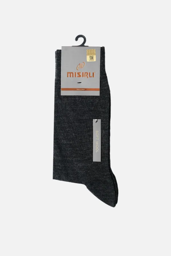 Mısırlı Erkek Soft Wool (Koyun Yünü) Tekli Soket Çorap Antrasit