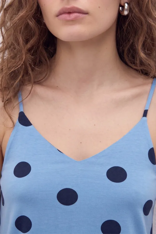 Mısırlı Kadın Modal Puantiyeli Askılı Şort İkili Takım Bebe Mavisi