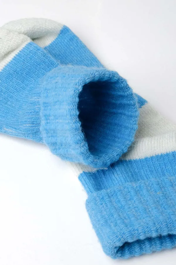 Mısırlı Kadın Alpaka Yünü Kışlık Kıvrık Tekli Soket Çorap Turkuaz