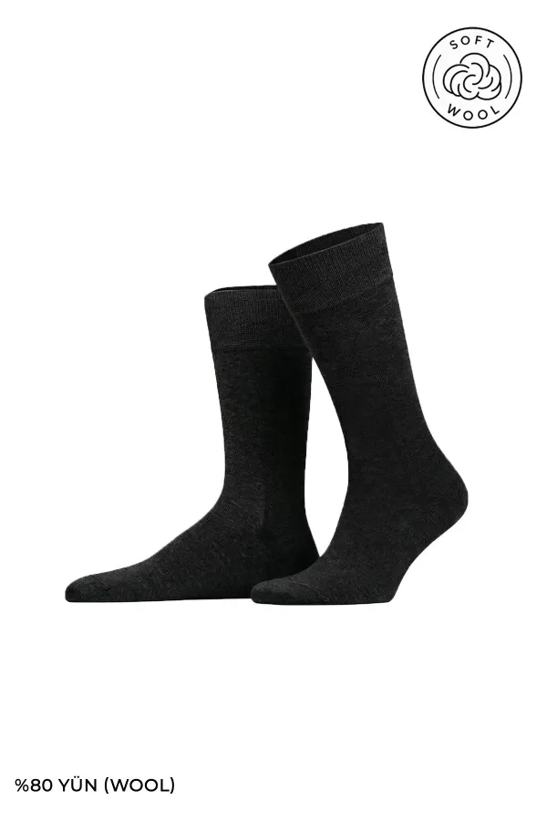 Men's Wool Single Derbili Socks, Smoke Grey